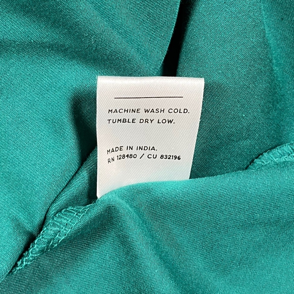 Pact Fit and Flare Dress Women XXL Teal Green Organic Cotton 3/4 Sleeve V-Neck - Picture 5 of 8